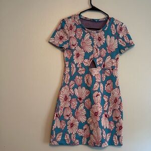 ZARA Dress, mini, size small, blue, pink & white flowers, beautiful